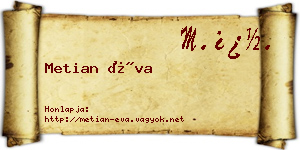 Metian Éva névjegykártya